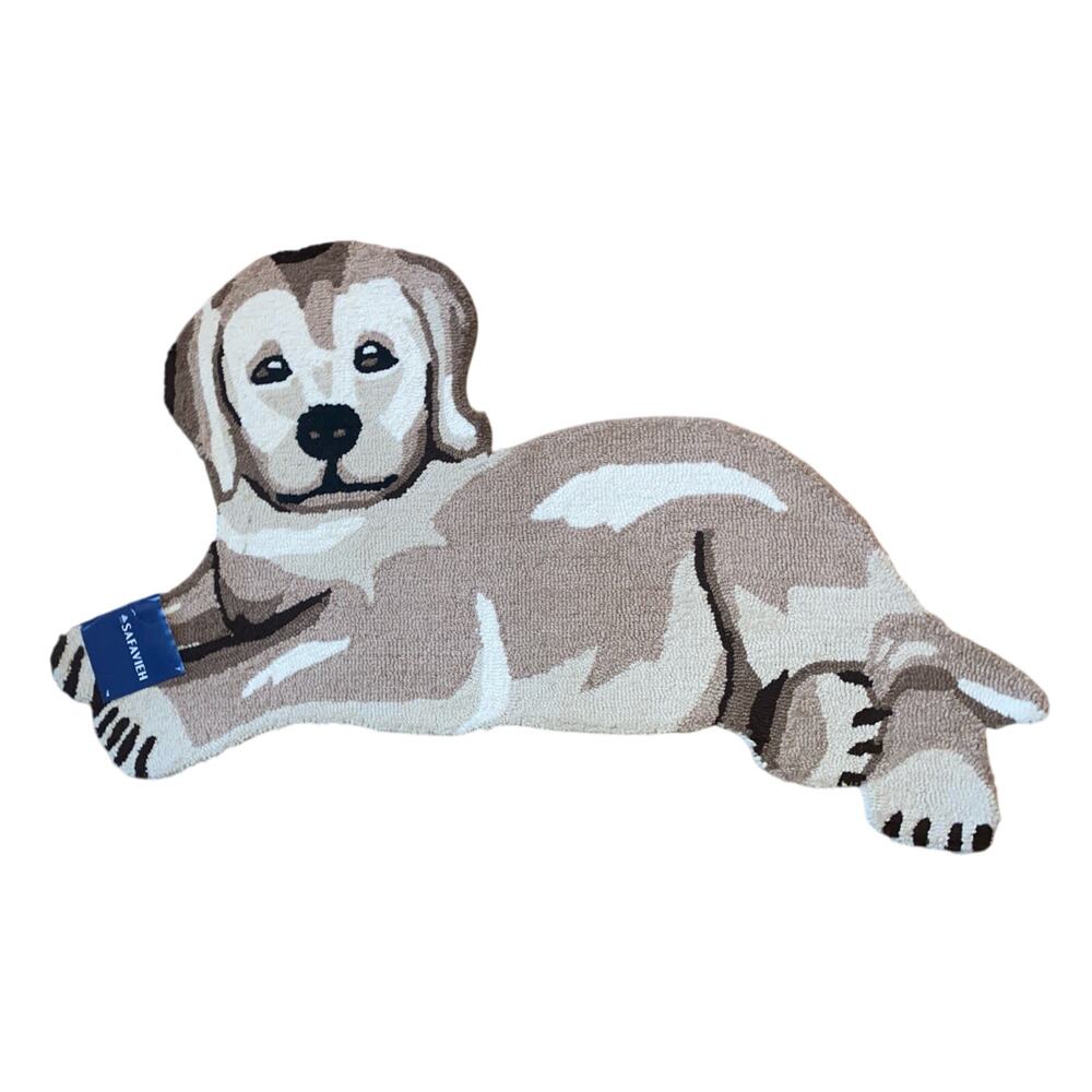Safavieh Dog Rug 2’3”x3’9”Handmade Wool Pile Gold Beige Puppy Labrador Novelty